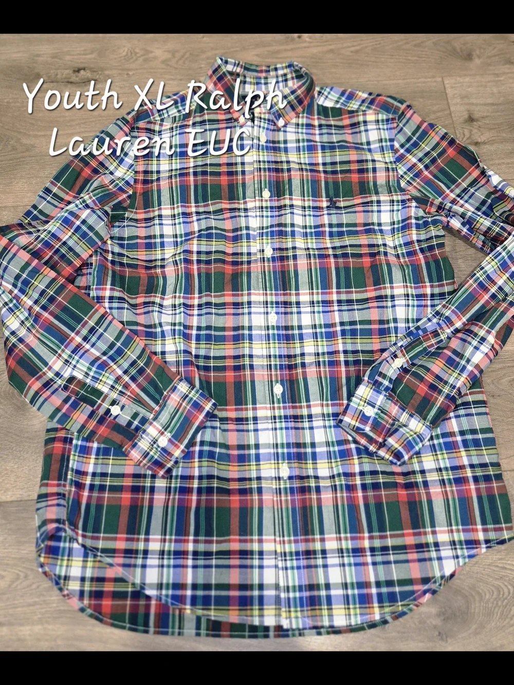 Ralph Lauren Plaid Button-Down Shirt in Red & Green Boys Youth XL
